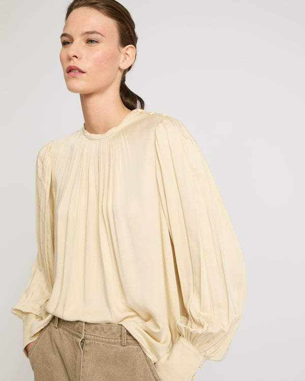 Matte satin fabric top-Yves Salomon-Winter sale & boxing day