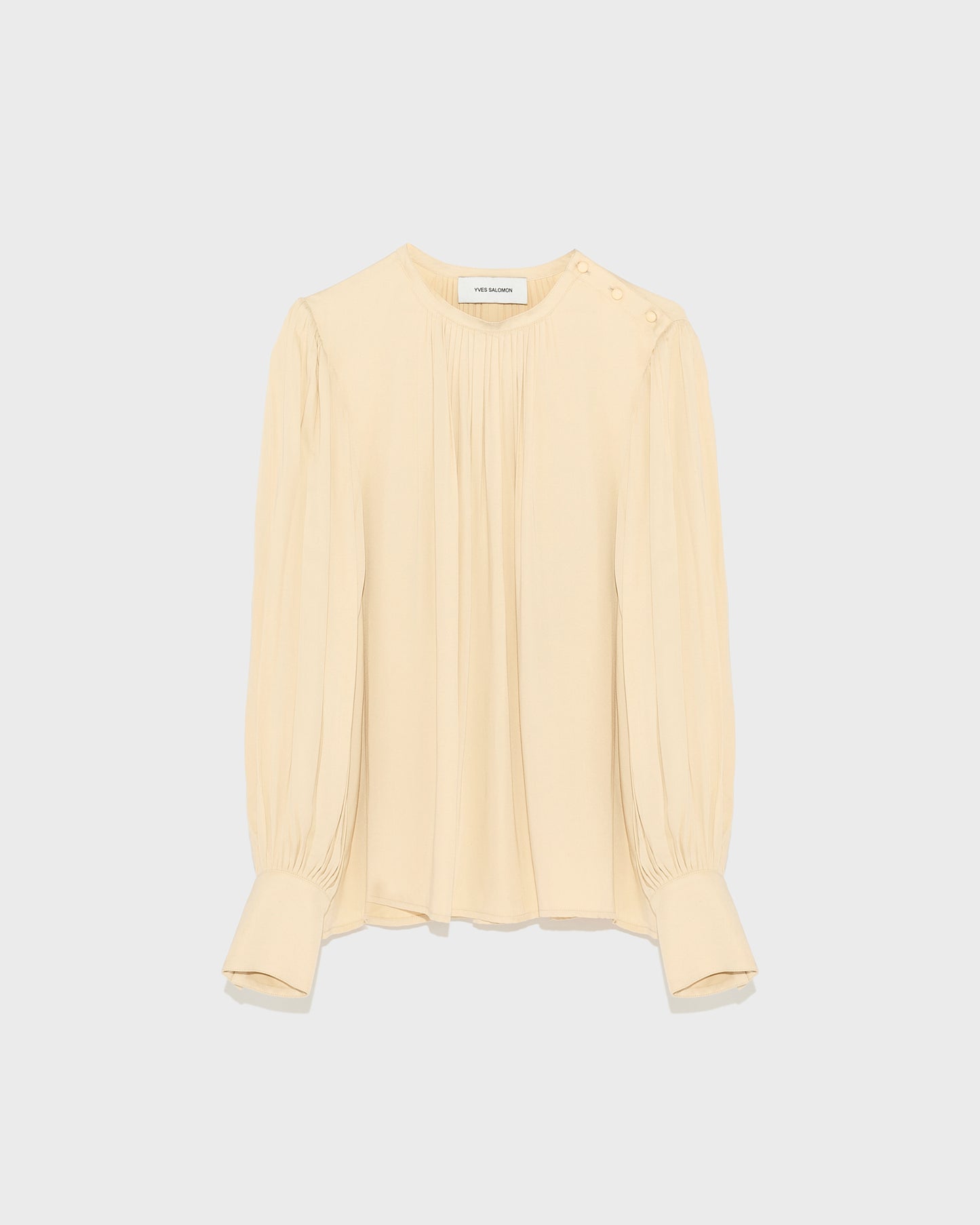 Matte satin fabric top-Yves Salomon-Winter sale & boxing day