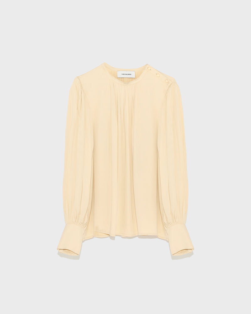 Matte satin fabric top-Yves Salomon-Winter sale & boxing day