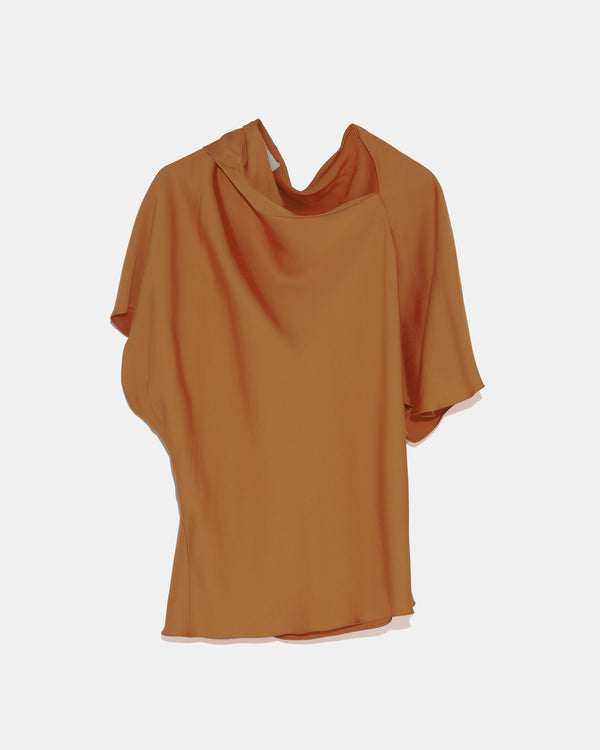 Asymmetric top in matte satin fabric-Yves Salomon-Winter sale & boxing day