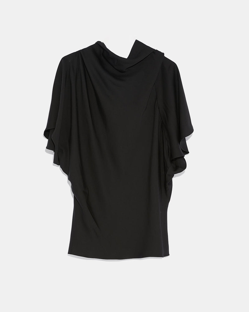 Asymmetric top in matte satin fabric-Yves Salomon-Winter sale & boxing day