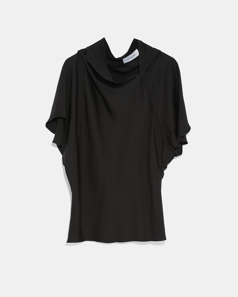 Asymmetric top in matte satin fabric-Yves Salomon-Winter sale & boxing day