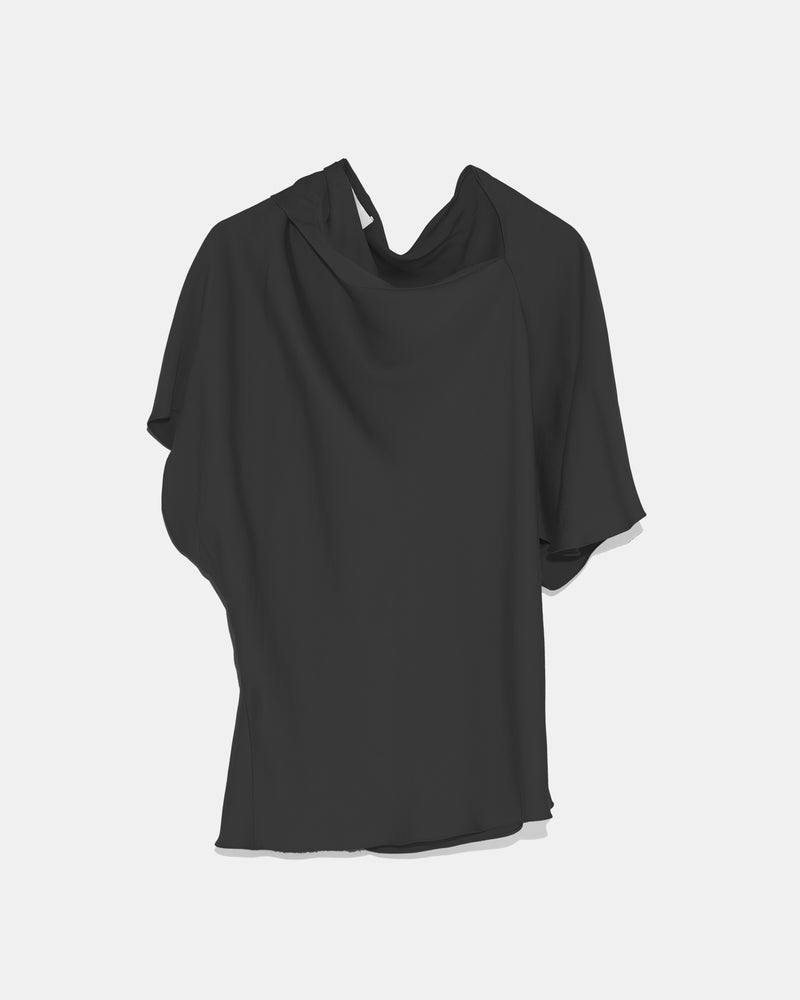 Asymmetric top in matte satin fabric-Yves Salomon-Winter sale & boxing day