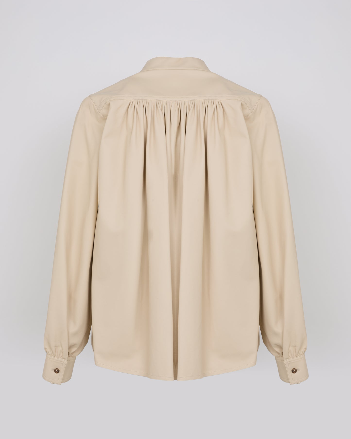 Pleated shirt in thin lambskin leather