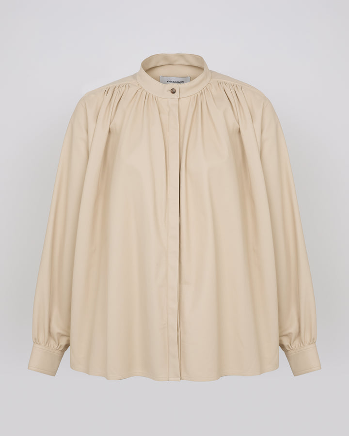 Pleated shirt in thin lambskin leather