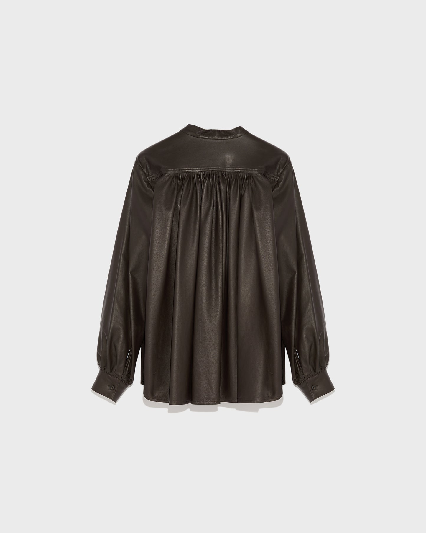 Pleated shirt in thin lambskin leather