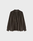 Pleated shirt in thin lambskin leather