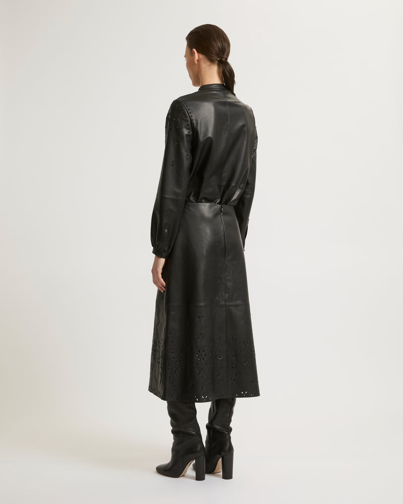 Leather shirt with embroidery-Yves Salomon-Winter sale & boxing day