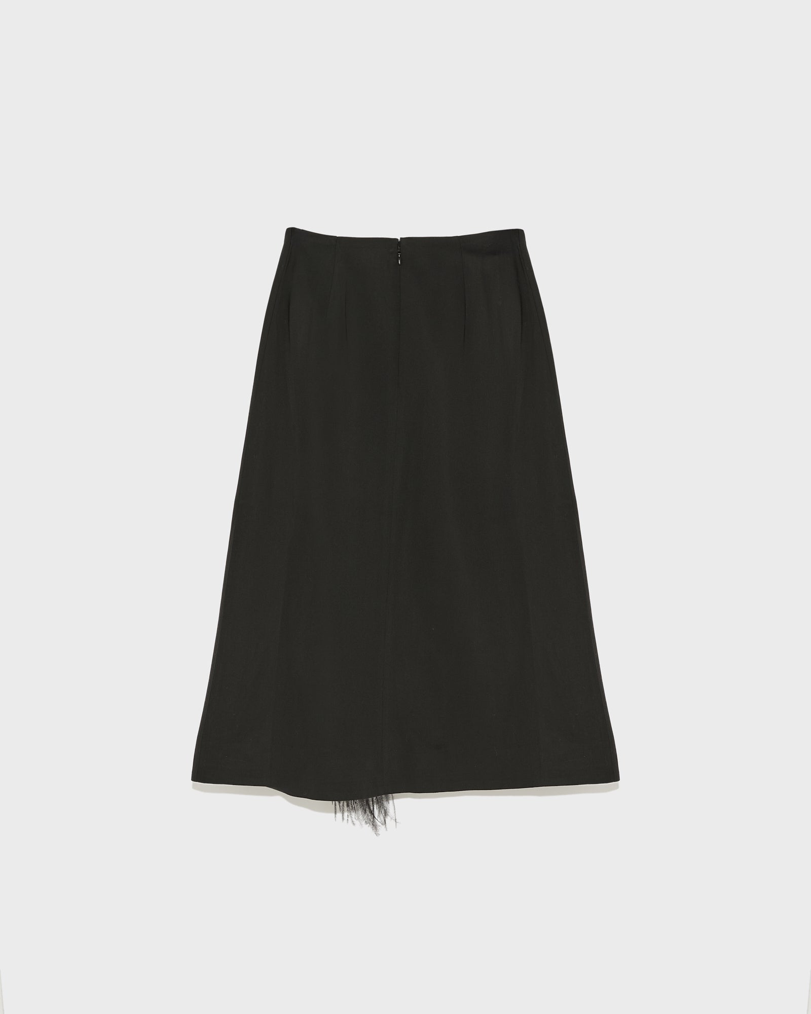 Skirt in viscose satin and feathers-Yves Salomon-Winter sale & boxing day