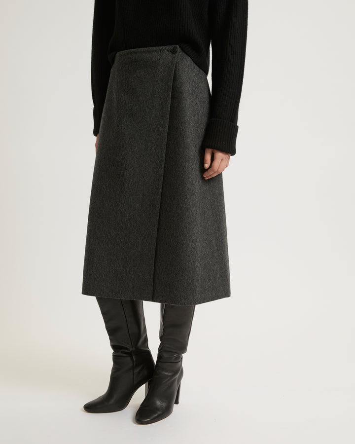 Flannel wrap skirt-Yves Salomon-Winter sale & boxing day