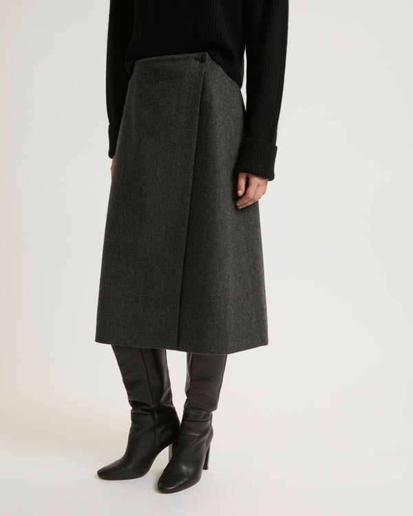 Flannel wrap skirt-Yves Salomon-Winter sale & boxing day