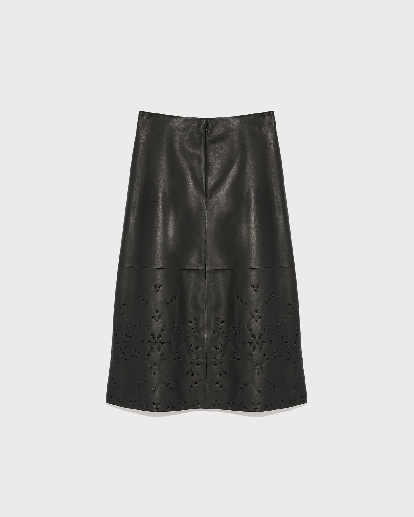 Long leather skirt with embroidery-Yves Salomon-Winter sale & boxing day