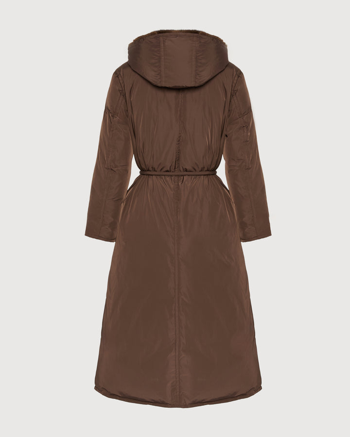 Black Friday - Yves Salomon - Long down jacket in technical fabric and mink fur - dark blue
