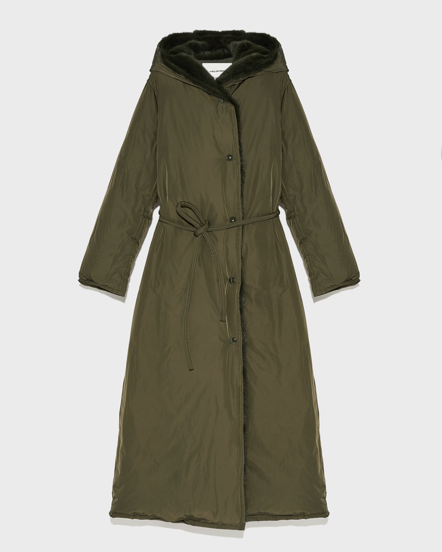 Long down jacket in technical fabric and mink fur-Yves Salomon-Winter sale & boxing day