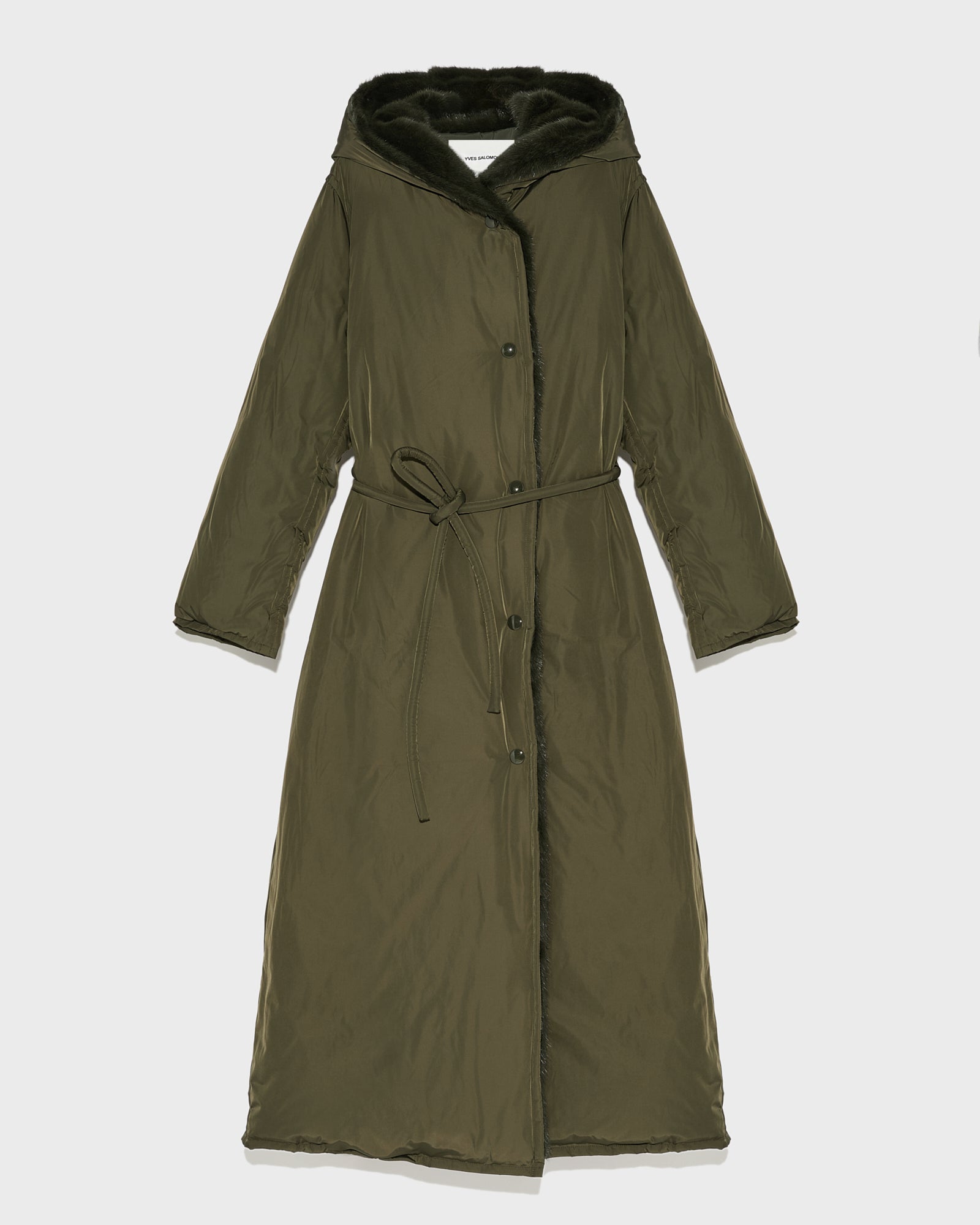 Long down jacket in technical fabric and mink fur-Yves Salomon-Winter sale & boxing day