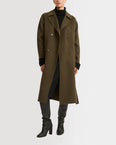 Long wool cashmere-blend trench coat