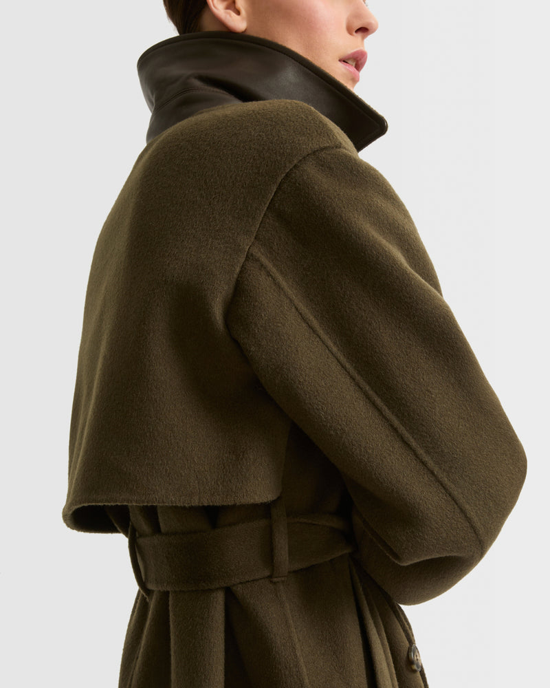 Long wool cashmere-blend trench coat
