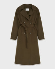 Long wool cashmere-blend trench coat