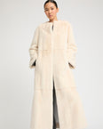 Maxi belted coat in long-haired mink fur