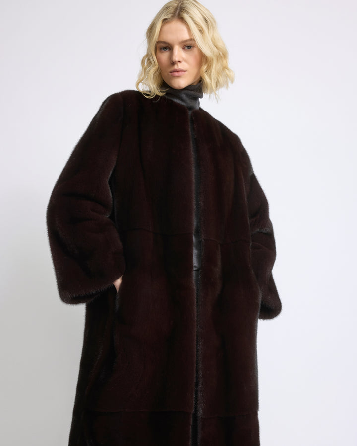 Maxi belted coat in long-haired mink fur - Yves Salomon - New Fall/Winter Collection