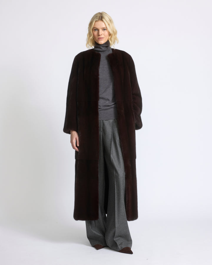 Maxi belted coat in long-haired mink fur - Yves Salomon - New Fall/Winter Collection