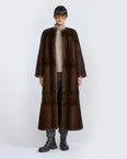 Maxi coat in long-haired mink fur