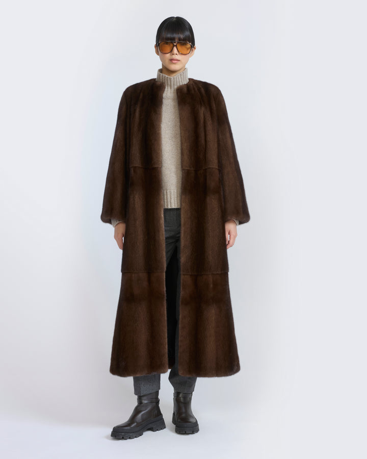 Maxi belted coat in long-haired mink fur - Yves Salomon - New Fall/Winter Collection