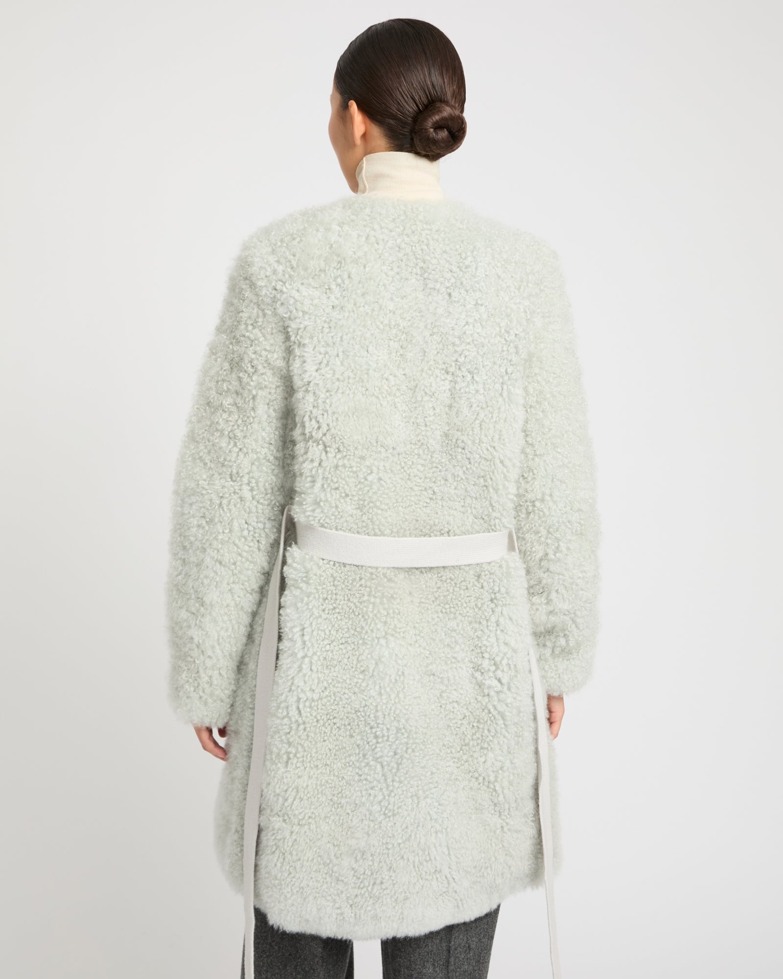 Coat in merino knit and lambskin -Yves Salomon