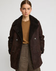 Gonfio lambskin suede effect pea coat