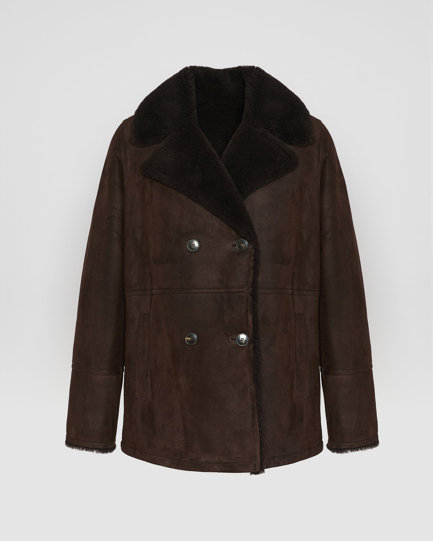 Gonfio lambskin suede effect pea coat
