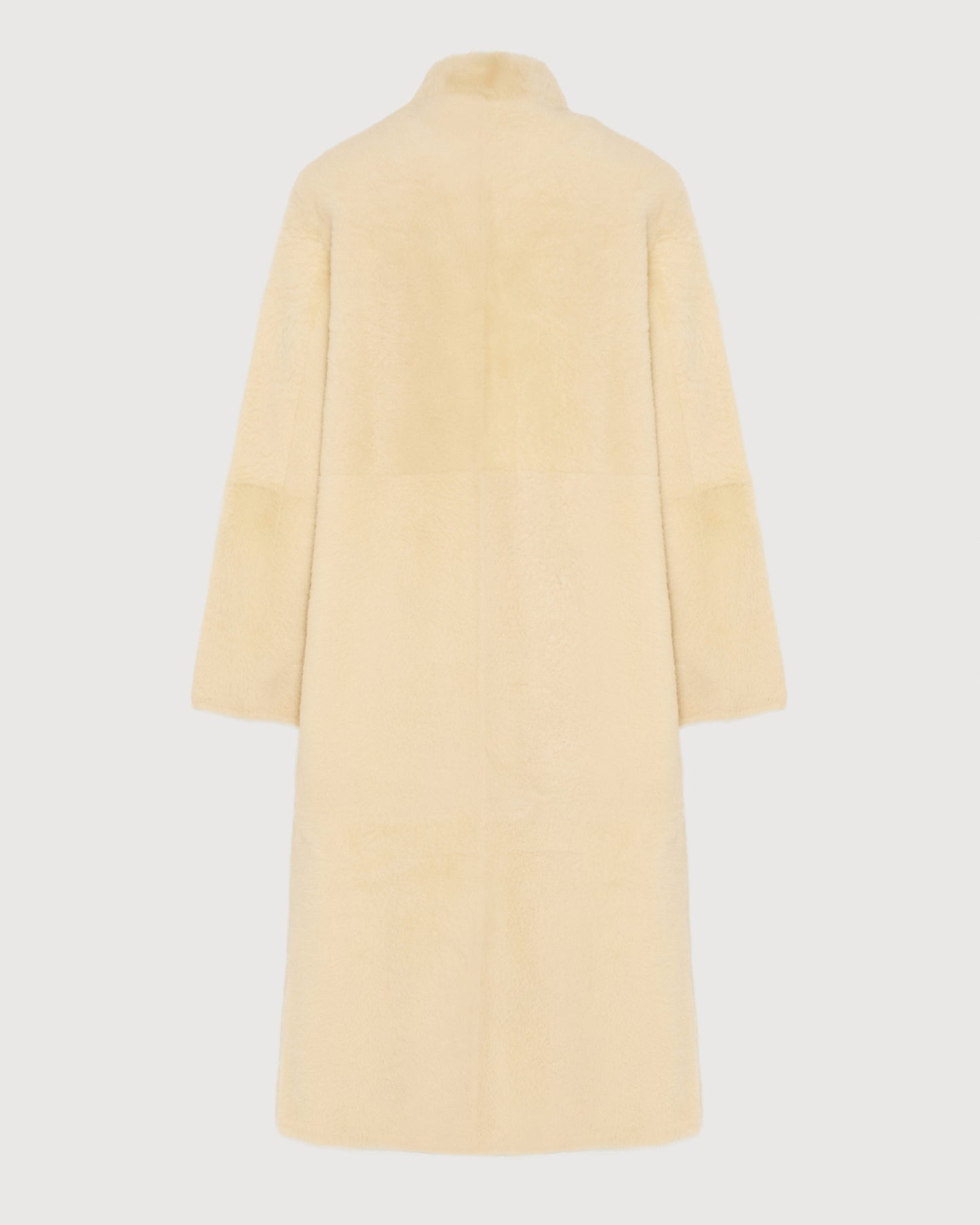 Straight belted shearling coat