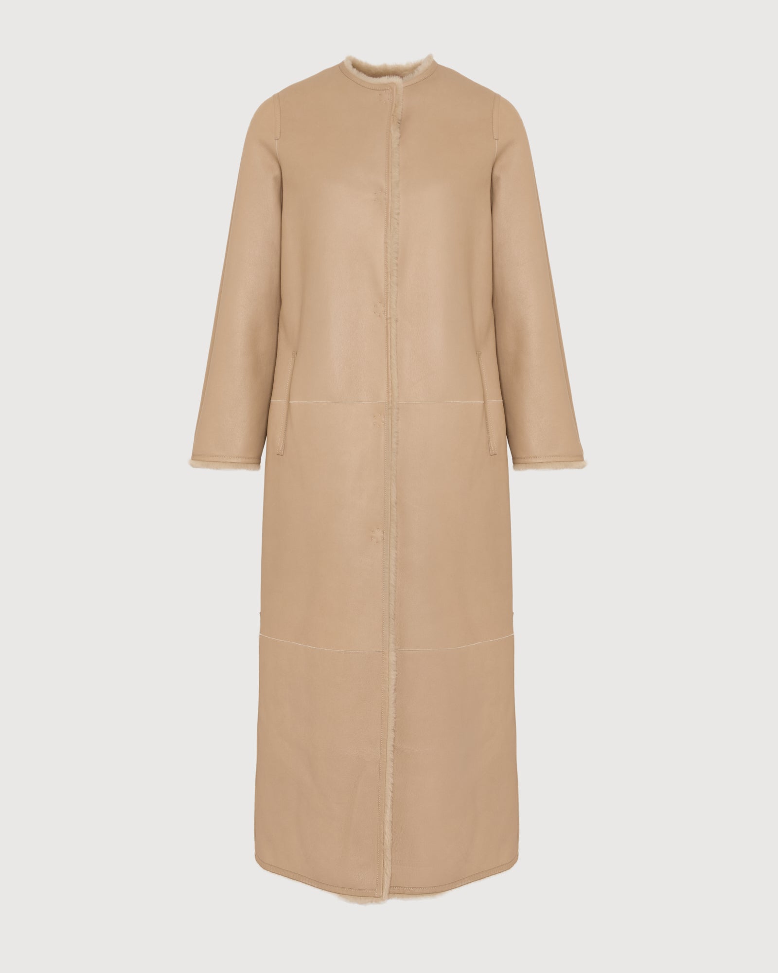 Extra long draped lambskin shearling coat -Yves Salomon