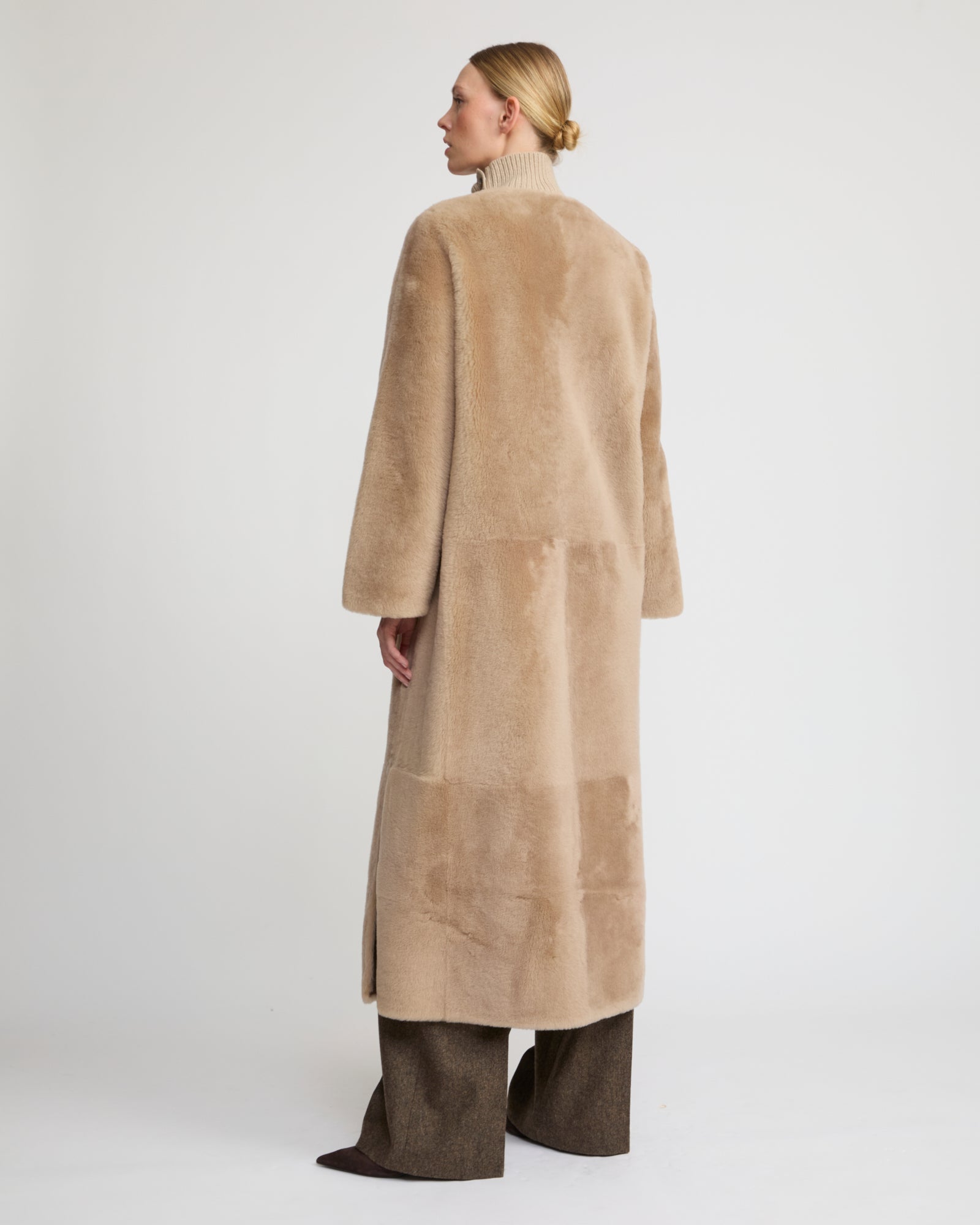Extra long draped lambskin shearling coat -Yves Salomon