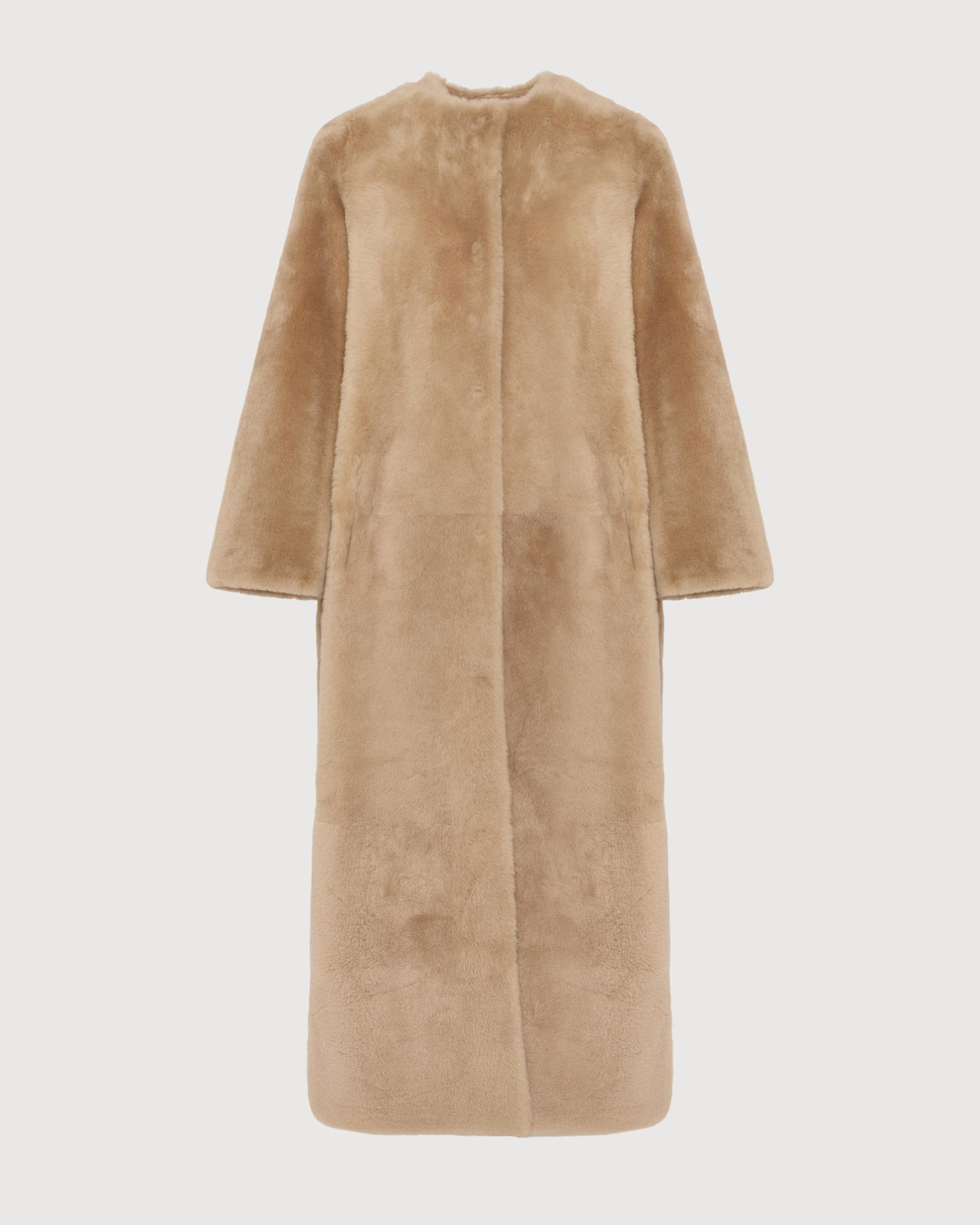 Extra long draped lambskin shearling coat -Yves Salomon