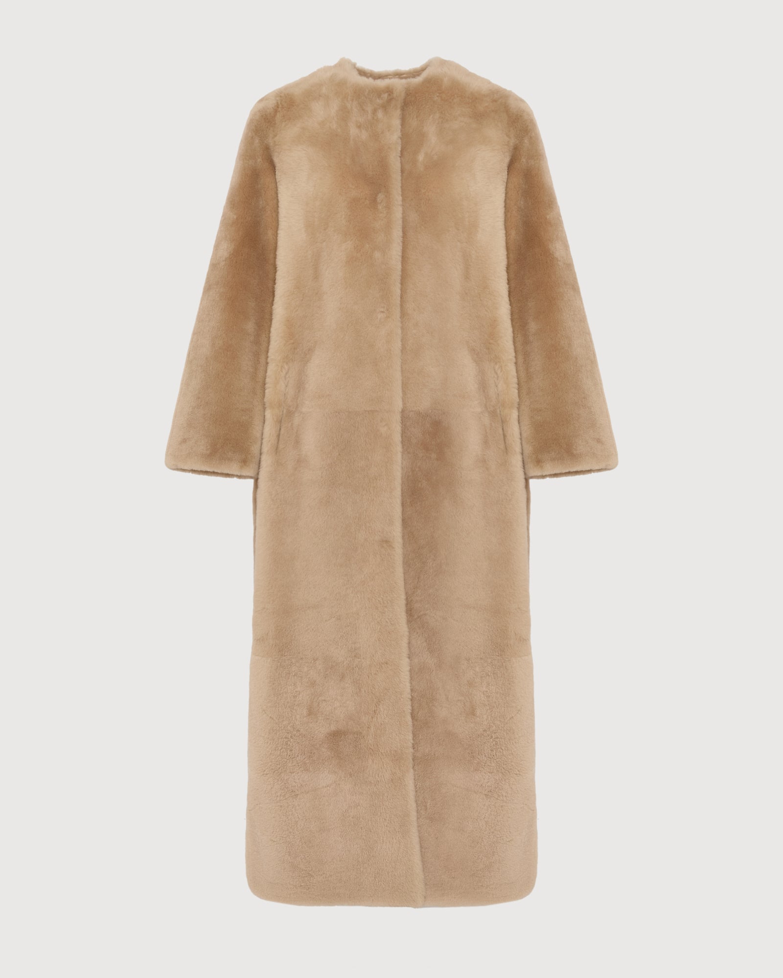 Extra long draped lambskin shearling coat -Yves Salomon