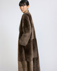 Extra long lambskin shearling coat