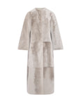 Extra long draped lambskin shearling coat