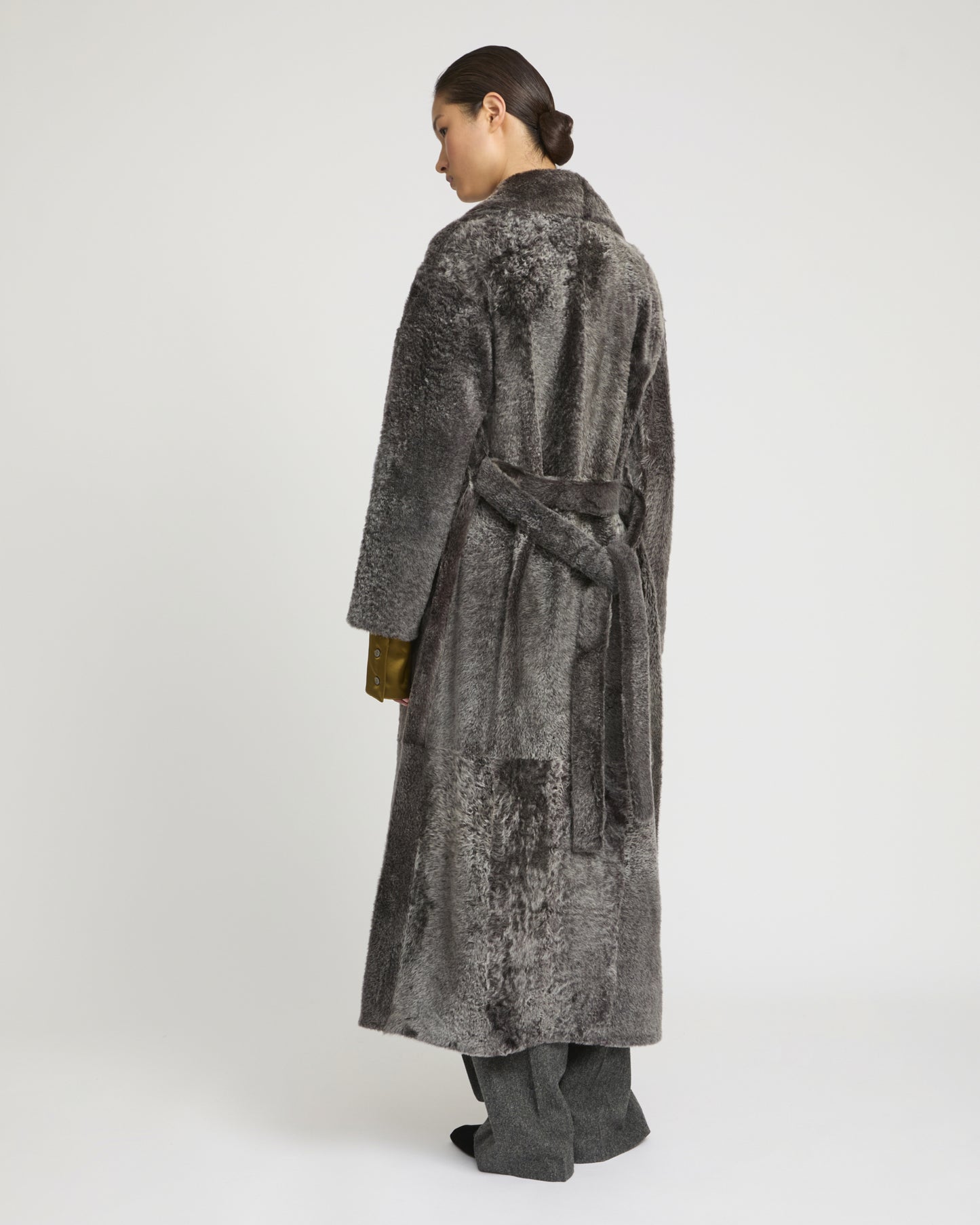 Double-breasted astrakan-style lambskin shearling coat -Yves Salomon