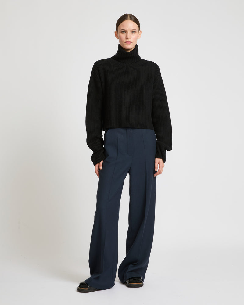 Straight trousers in wool gabardine fabric-Yves Salomon-Winter sale & boxing day
