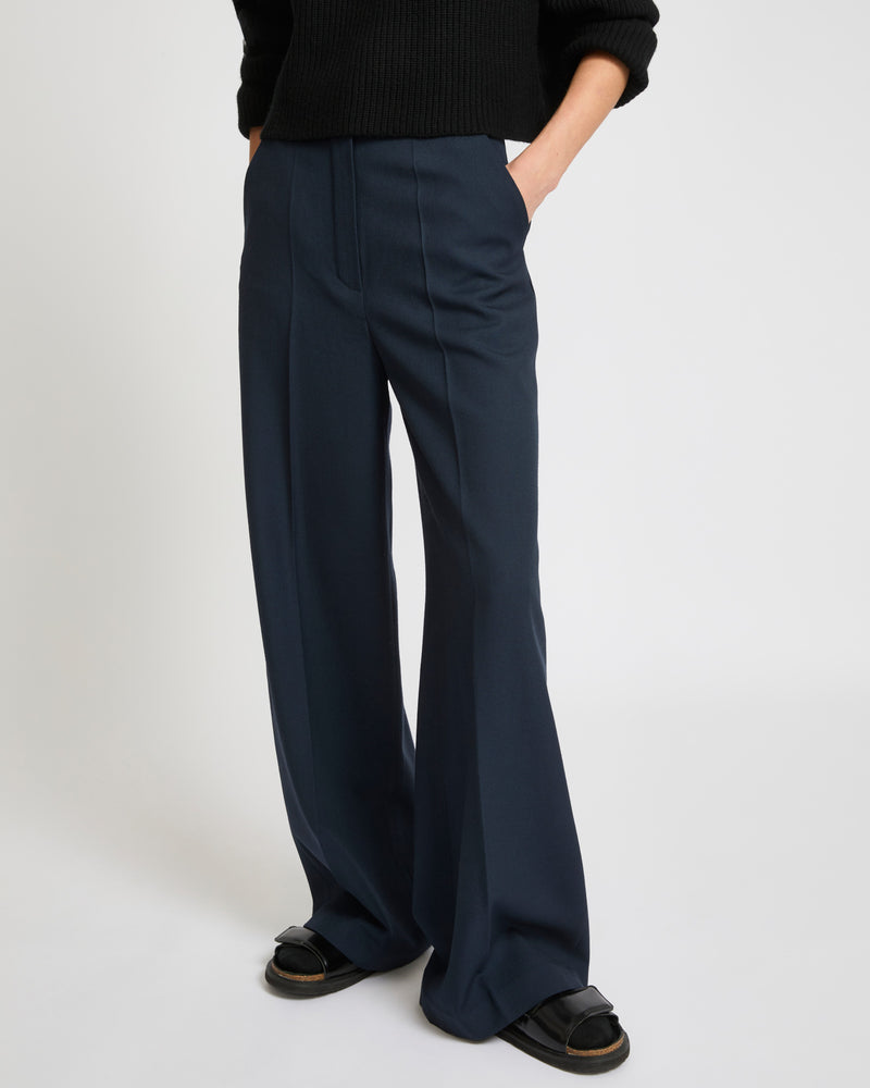 Straight trousers in wool gabardine fabric-Yves Salomon-Winter sale & boxing day