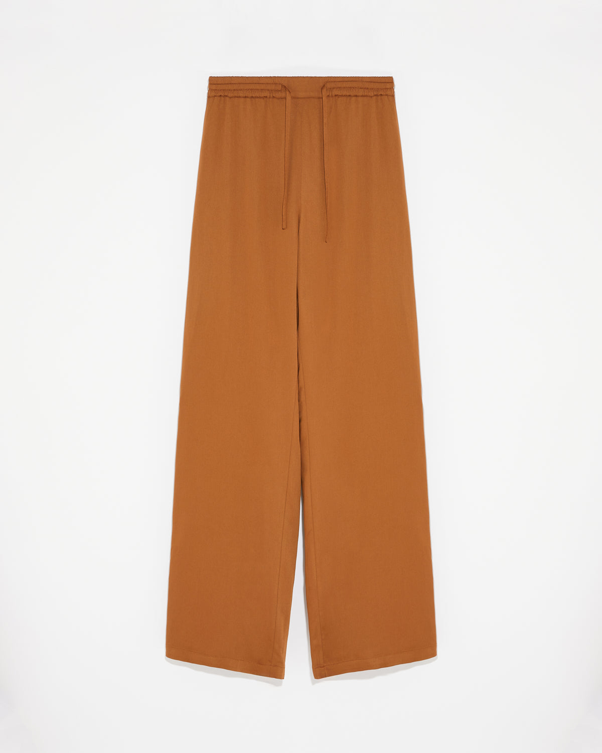 Palazzo trousers in matte satin fabric-Yves Salomon-Winter sale & boxing day