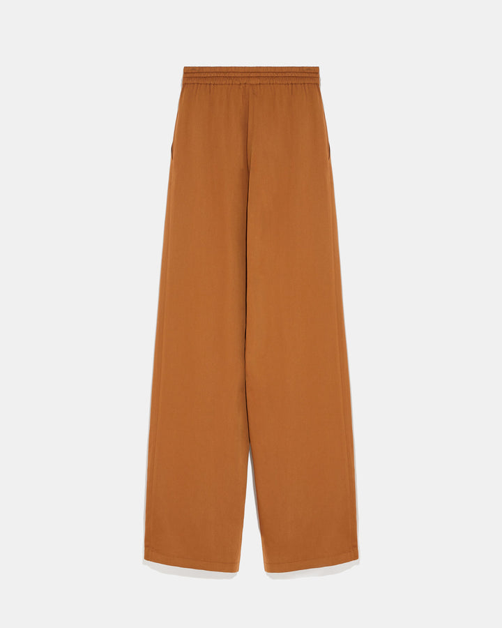 Palazzo trousers in matte satin fabric-Yves Salomon-Winter sale & boxing day