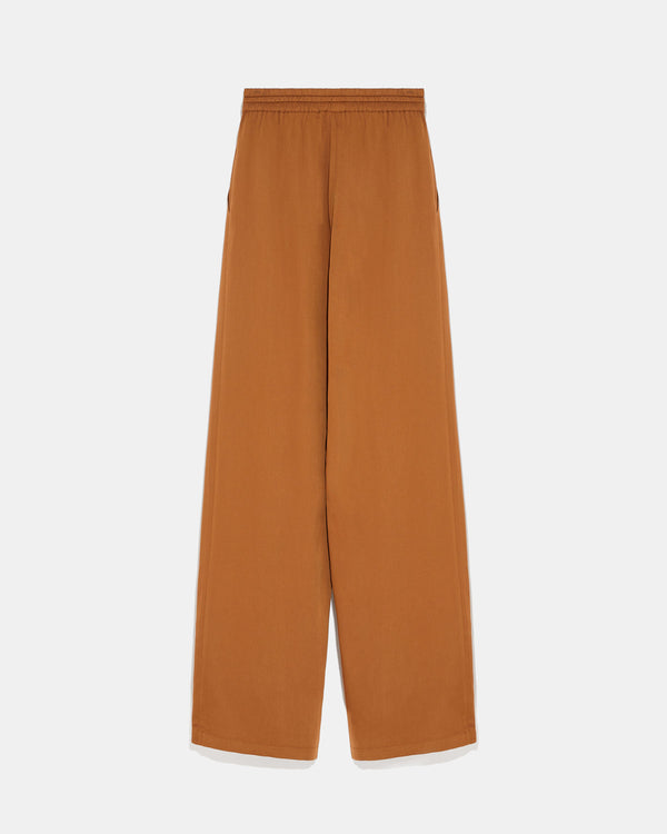 Palazzo trousers in matte satin fabric-Yves Salomon-Winter sale & boxing day