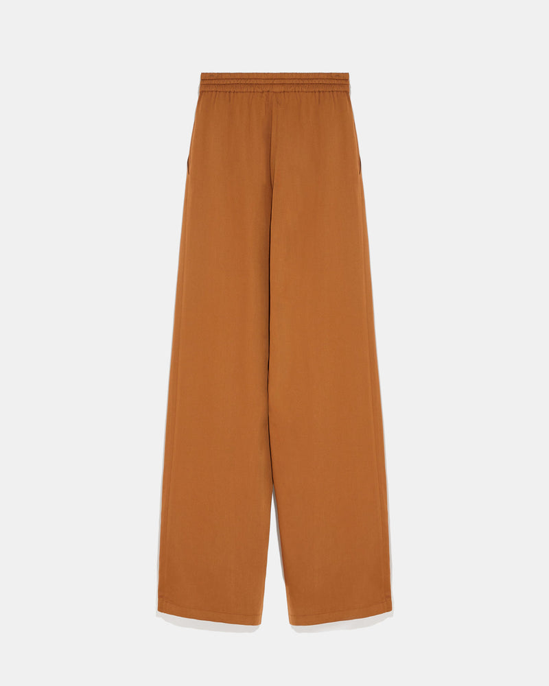 Palazzo trousers in matte satin fabric-Yves Salomon-Winter sale & boxing day