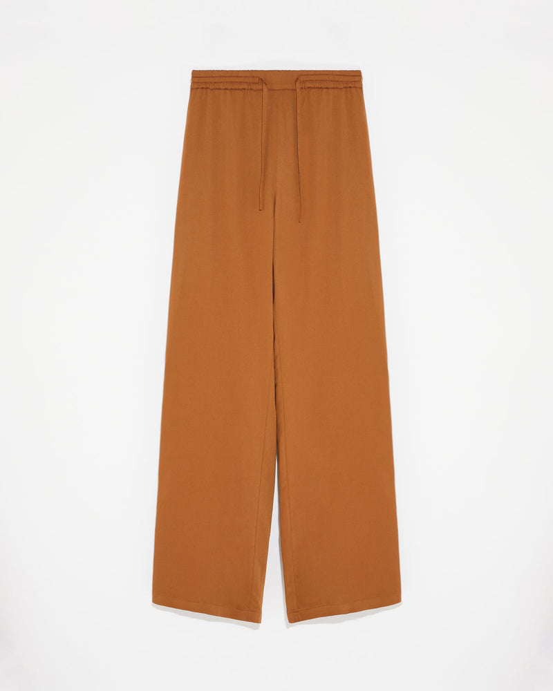 Palazzo trousers in matte satin fabric-Yves Salomon-Winter sale & boxing day