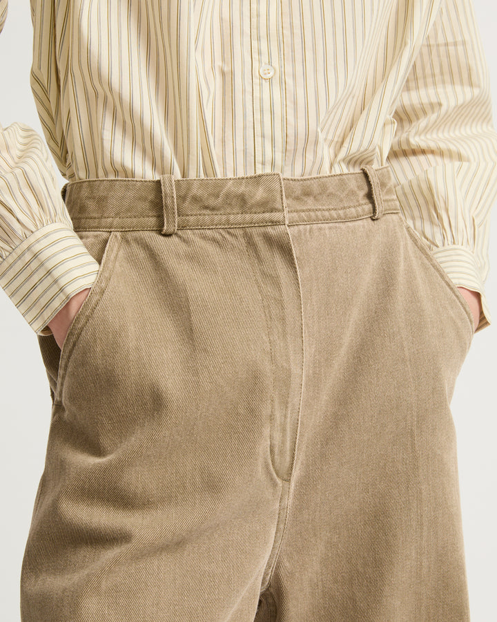 Wide-leg denim pants - beige - Yves Salomon