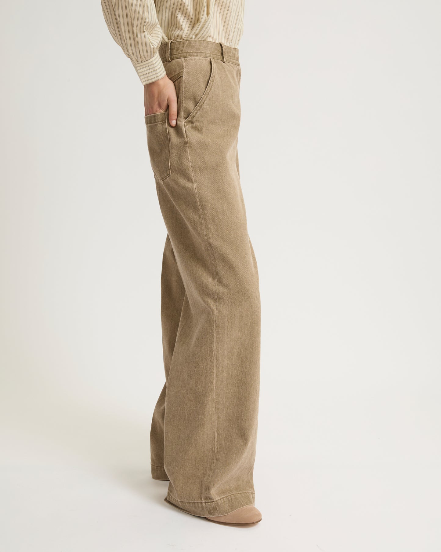 Wide-leg denim pants - beige - Yves Salomon