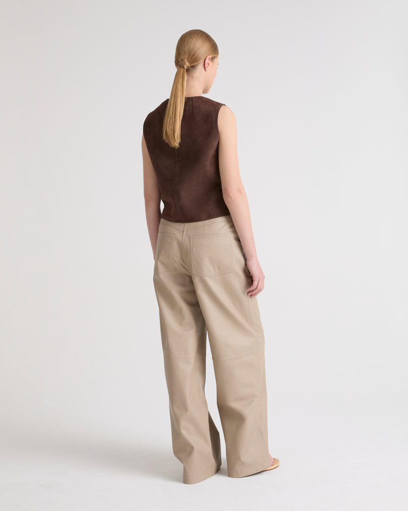 Straight trousers in lamb leather
