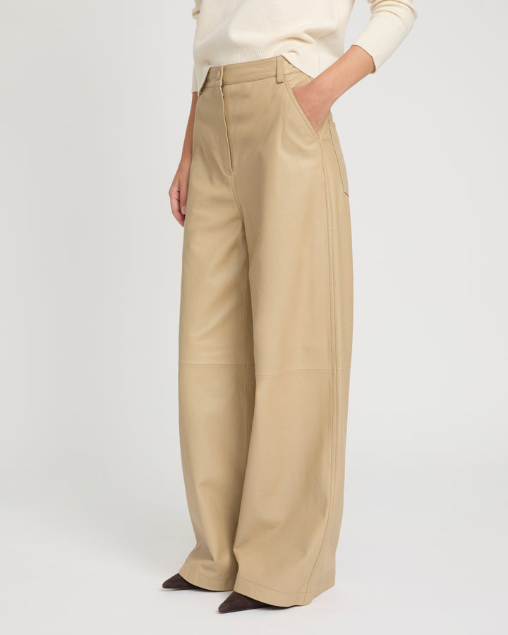 Straight trousers in lamb leather -Yves Salomon