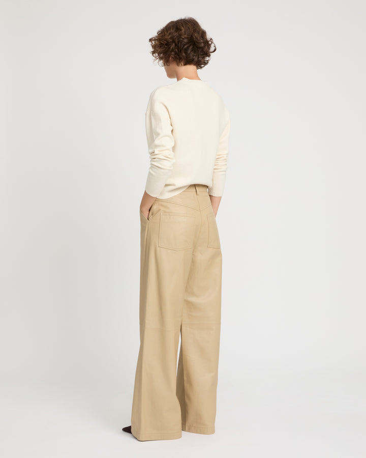 Straight trousers in lamb leather -Yves Salomon